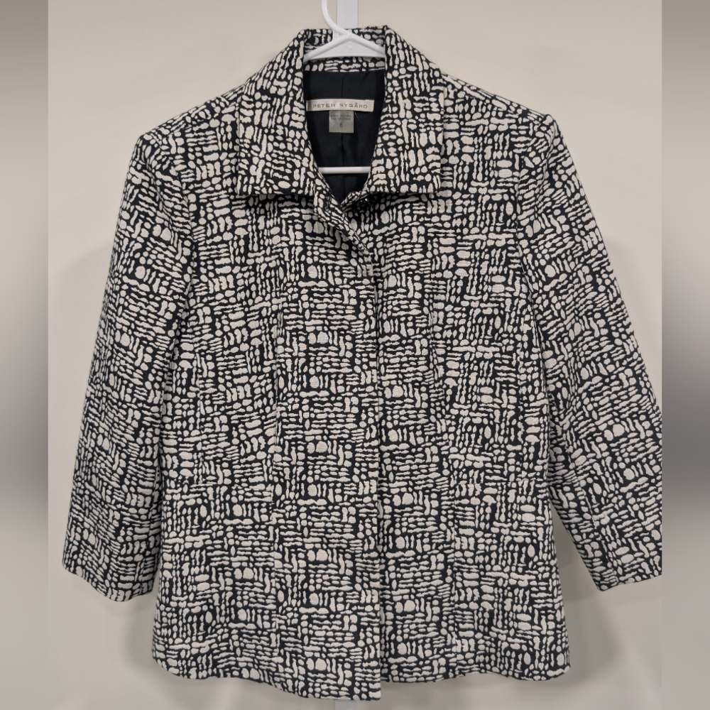 Peter Nygard Black and White Abstract-Print Jacket